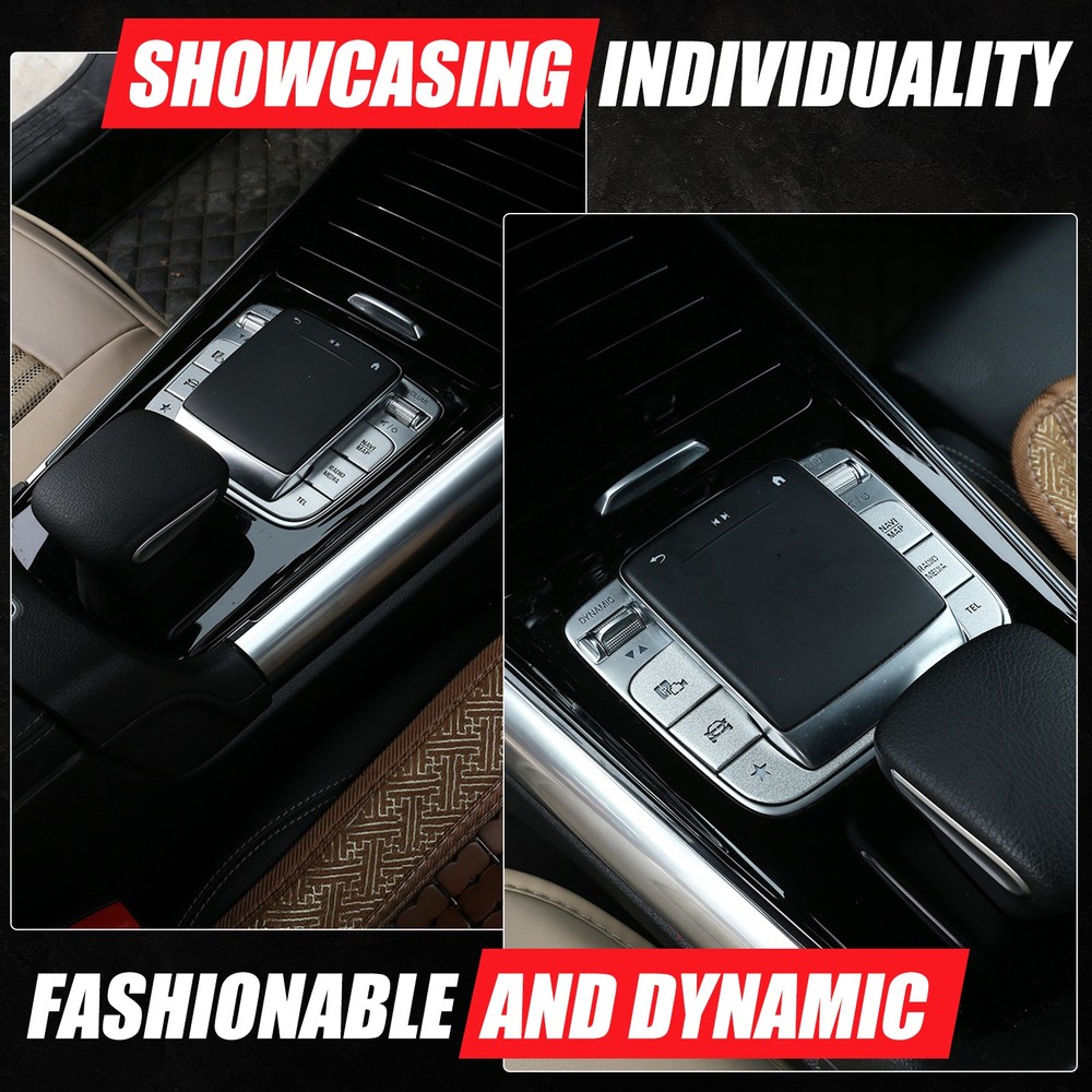 For Benz A-Class 2019-22 Silver Aluminum Multimedia Button Switch Middle Console