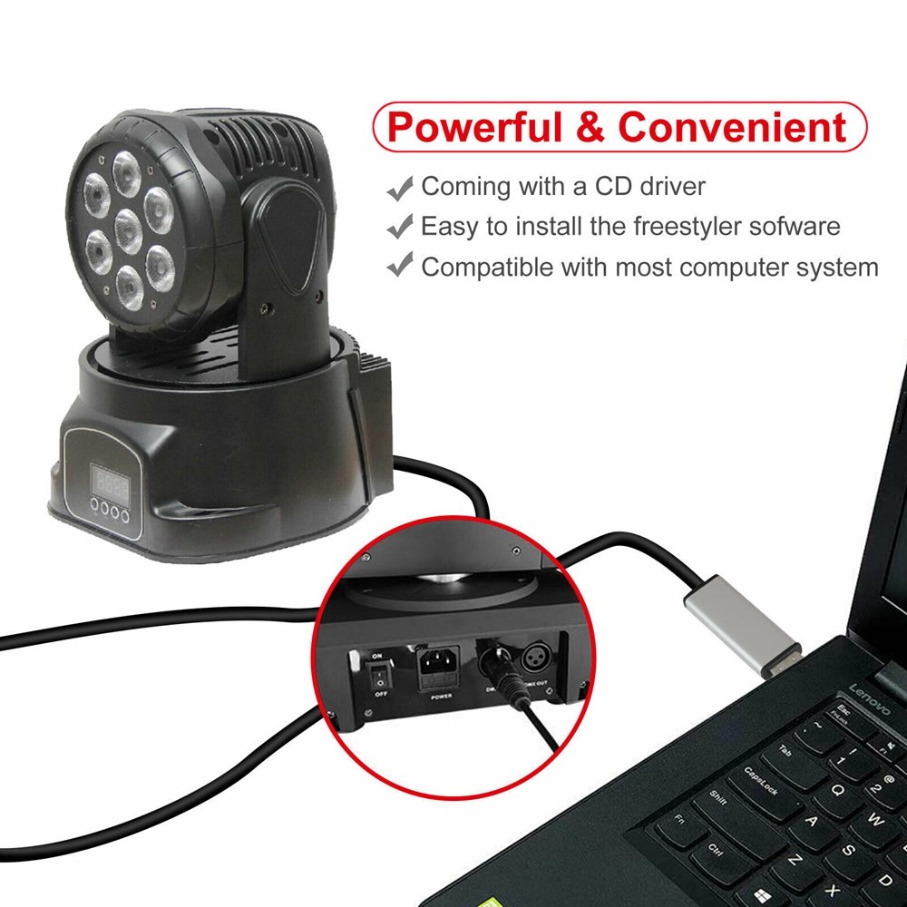 🚀USB to DMX Interface Adapter DMX512 Stage Light Controller Cable For Computer