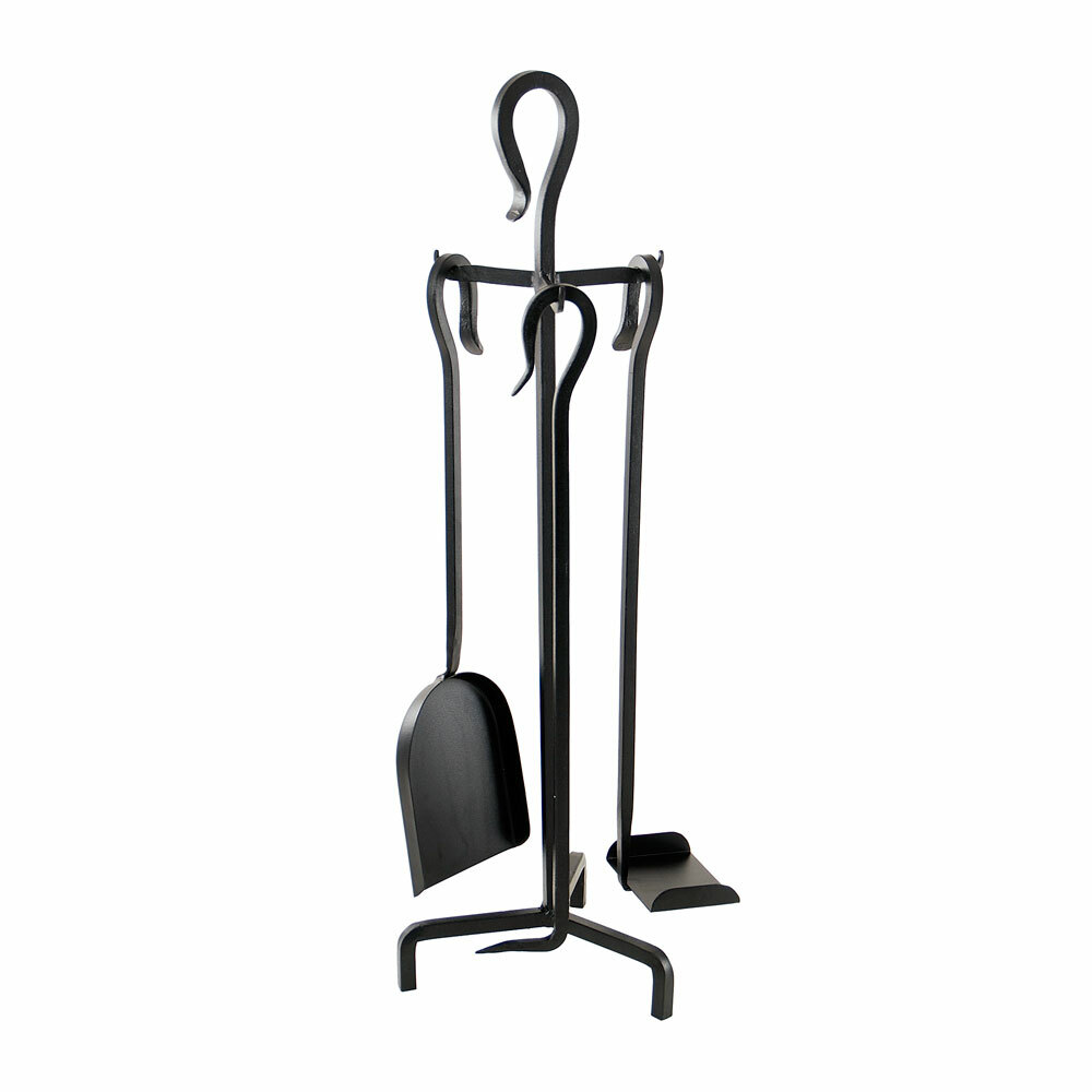 26" 4-piece Mini Black Wrought Iron Fireplace Tool Set