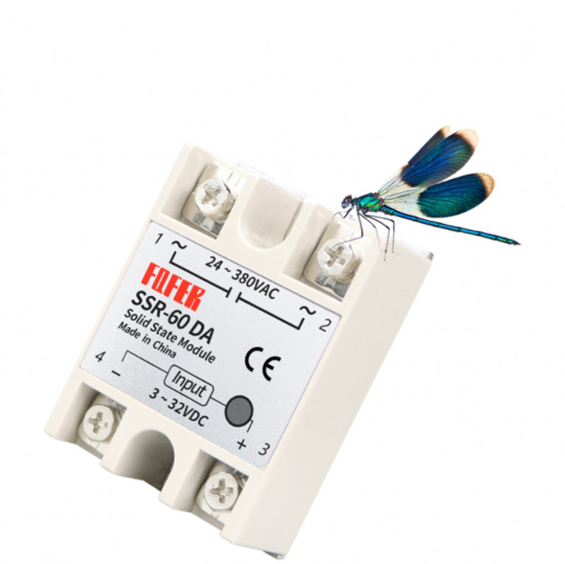 SSR-60DA Solid State Relay Module DC-AC 60A DC 3-32V to AC 24-380V Single Phase
