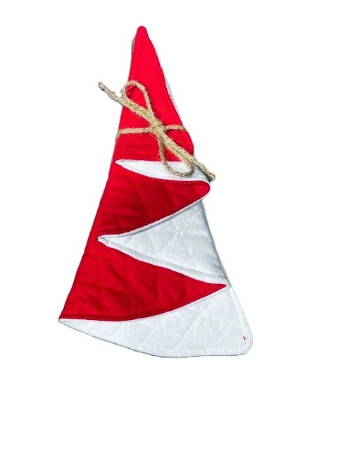 Fancy Pre Folded Christmas Tree Napkin red white table decor place setting