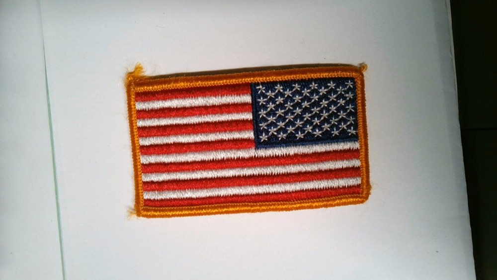 MILITARY PATCH HOOK & LOOP COLORED AMERICAN FLAG REVERSE FACING COMBAT USED