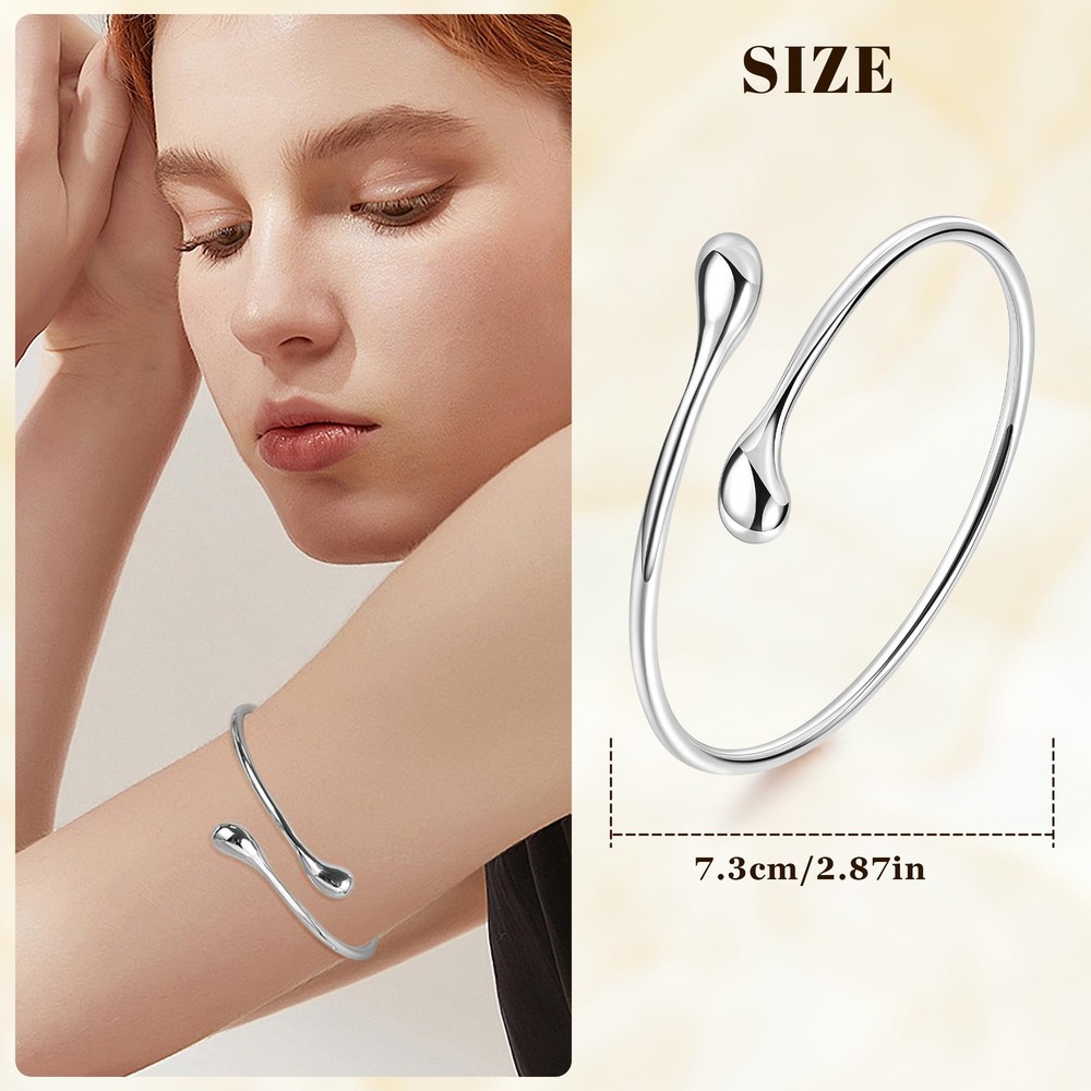 NICEIGHT 3Pcs Arm Cuff for Women Open Upper Bangle Silver-Style1