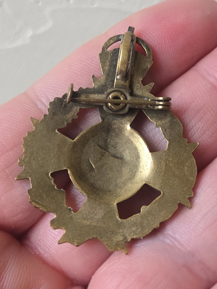 Vtg. Military Pin, Red, Black, Gold.