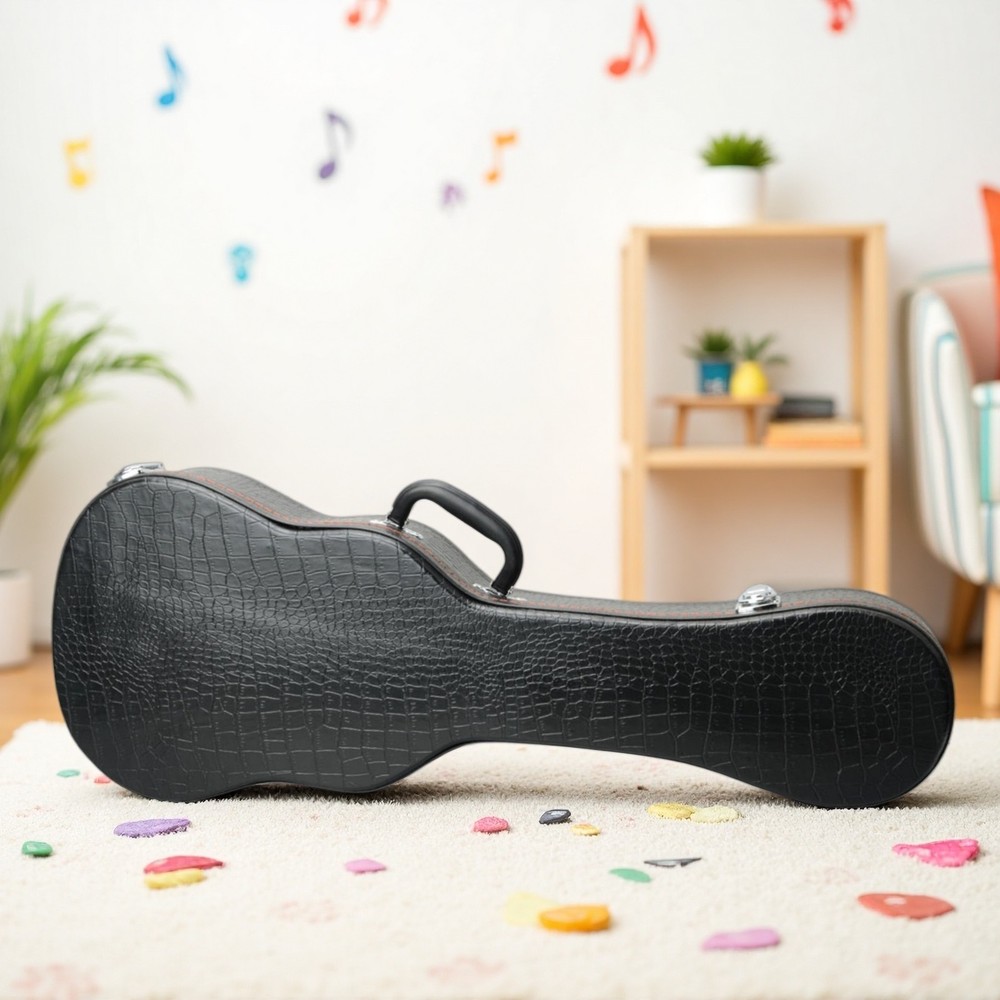 26" Tenor Ukulele Hardshell Case - Padded Contoured Lockable Black Finish