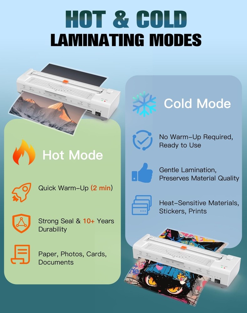 Laminator Machine 13 Inch Lamination Machine with Auto Paper Feed, Never Jam ...