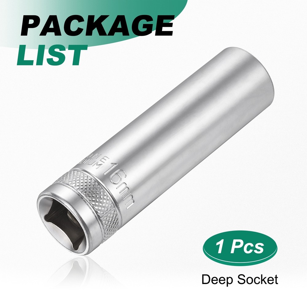 6 Points Deep Socket 1/2" Drive 16mm Nickel Plating Hex Socket 3.1" Long