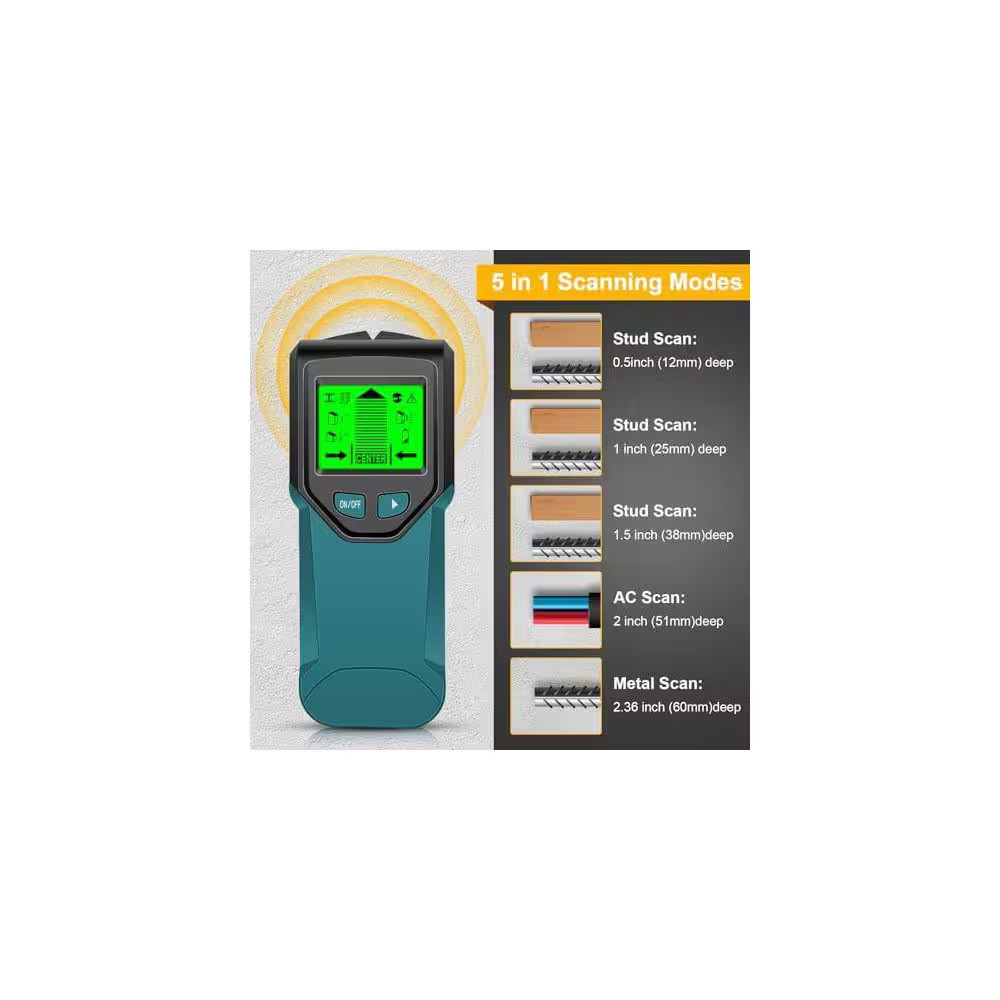 5 in 1 Stud Finder Wall Scanner with Intelligent Microprocessor and HD LCD Displ