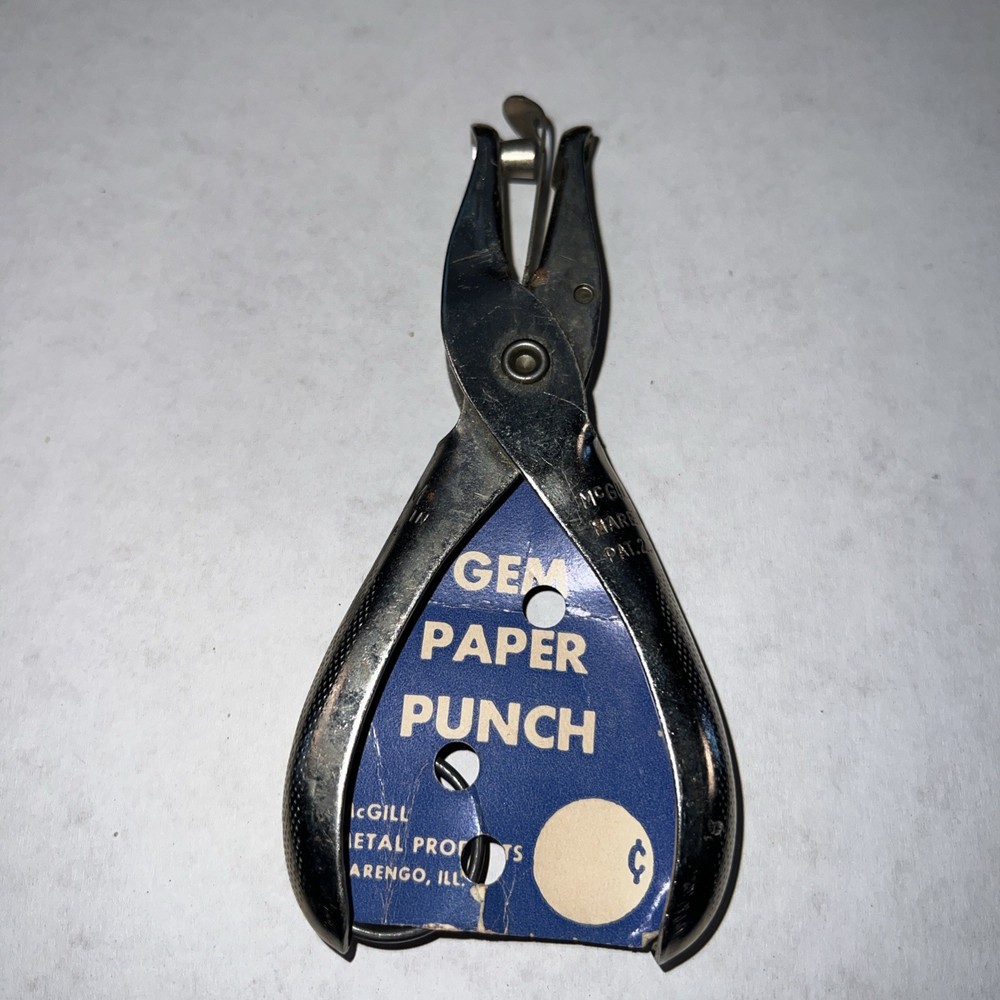 McGill GEM 5" Paper Punch Metal Handheld Hole Punch Tool GEM Model Tools Theme