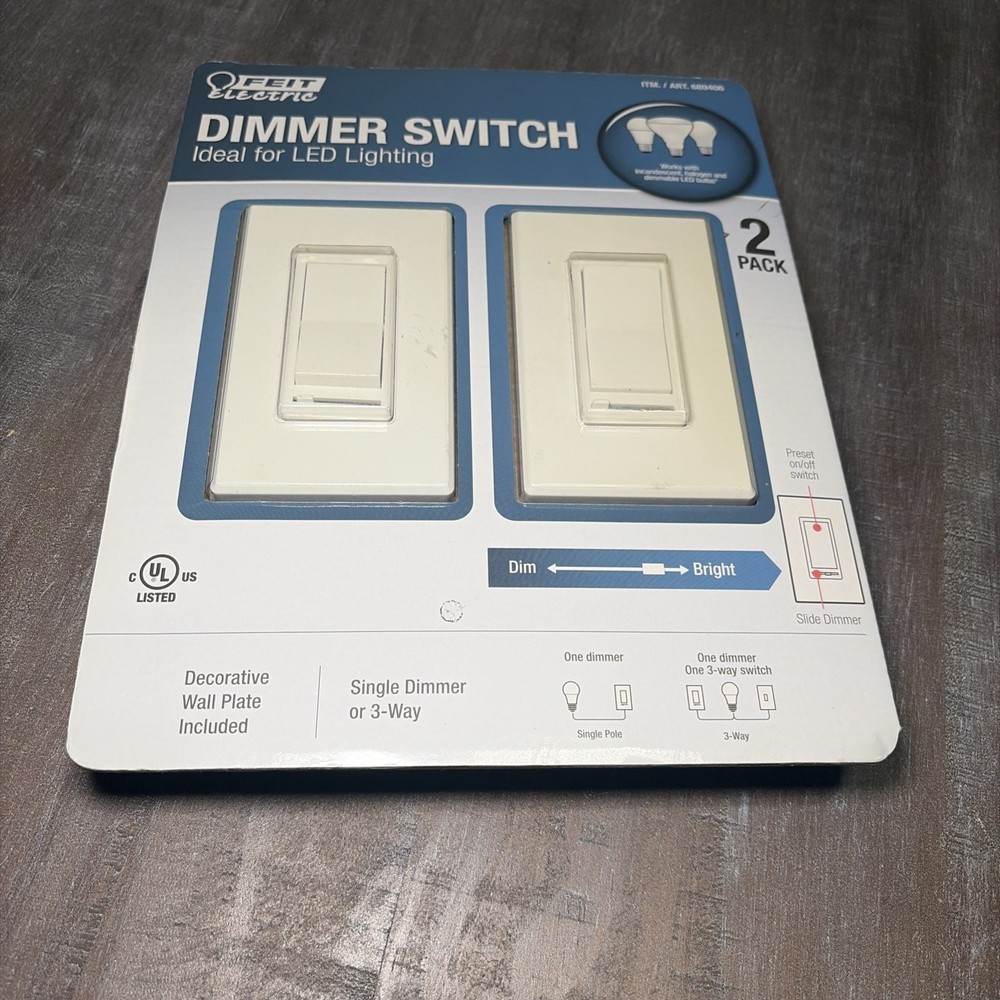 FEIT ELECTRIC Dimmer Switch 2-Pack Single or 3-Way LED Compatible #689406