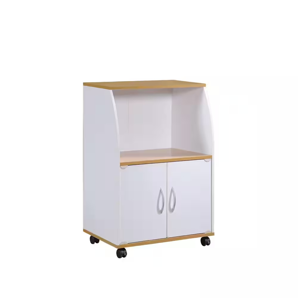 White Microwave Cart with Storage
