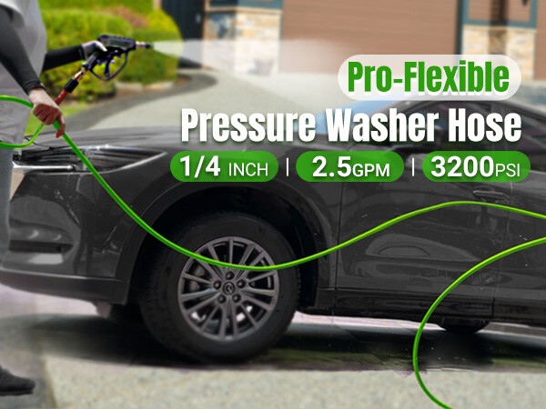 YAMATIC 3200 PSI Pressure Washer Hose 1/4" M22-14/15mm Flexible Pressure Hose