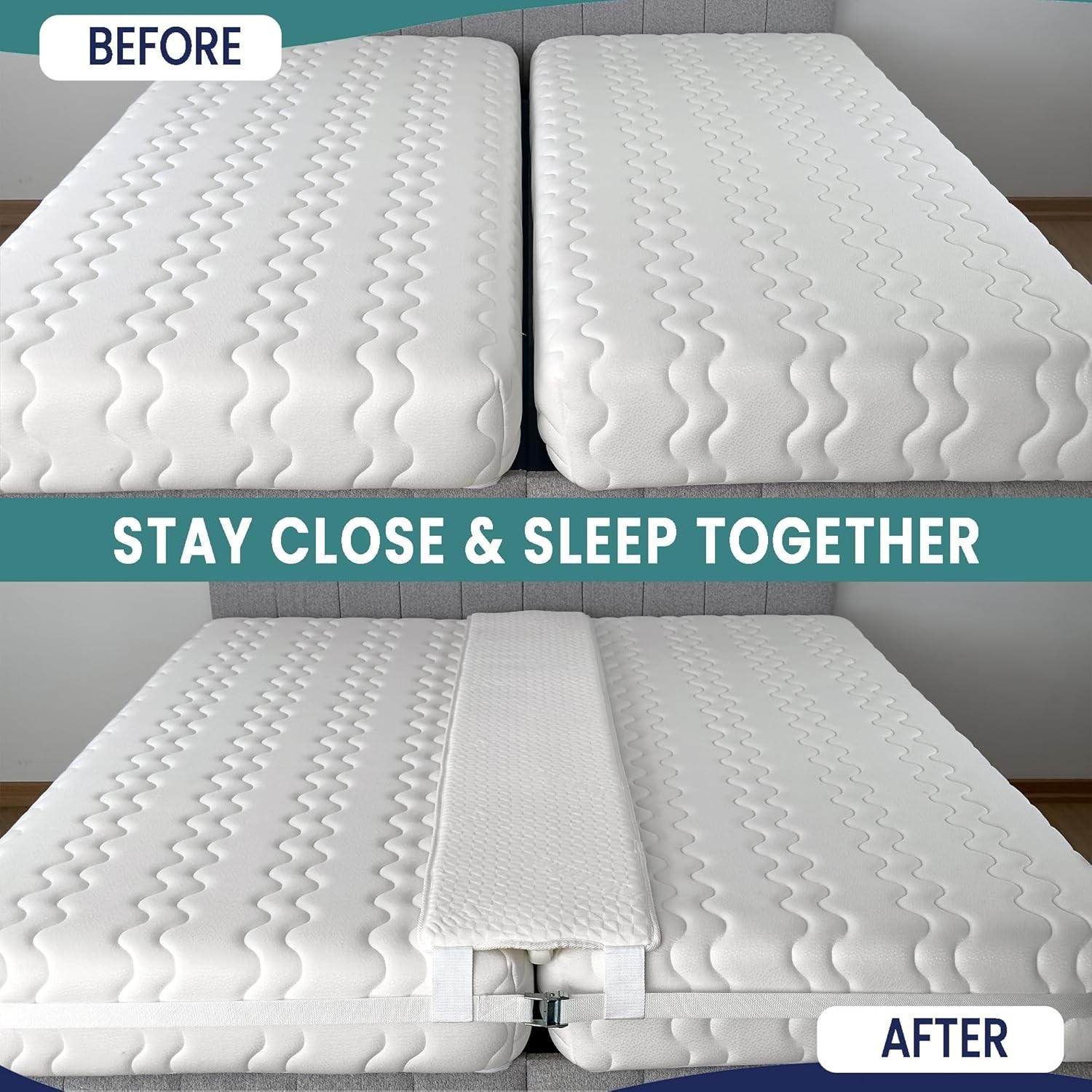 10" Extra Wide Bed Bridge Twin to King Converter Kit - Split King Gap Filler for