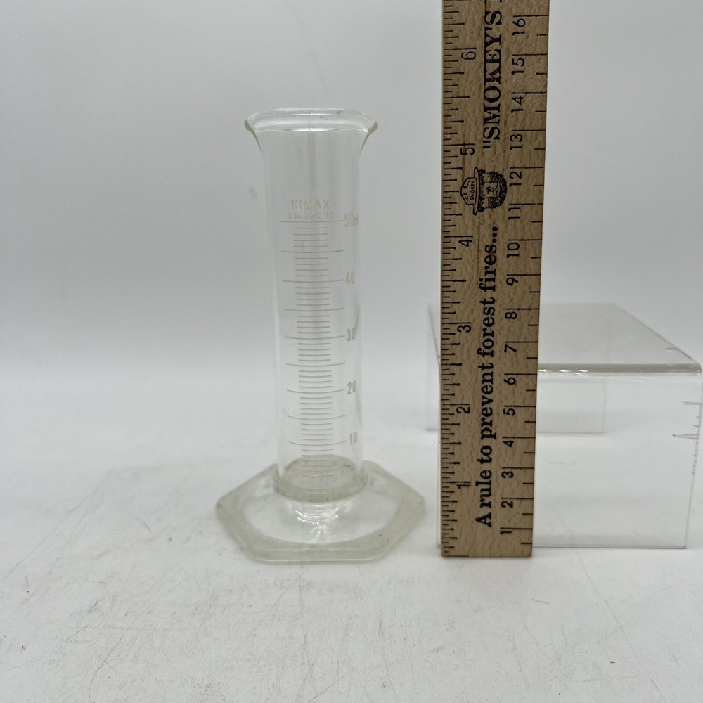 KIMAX Glass 50mL Single Scale Graduated Cylinder Hex Base