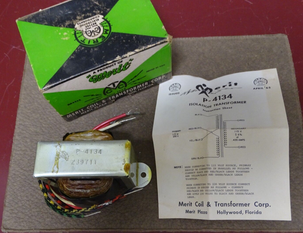 Merit Type P-4134 Isolation Transformer, NOS