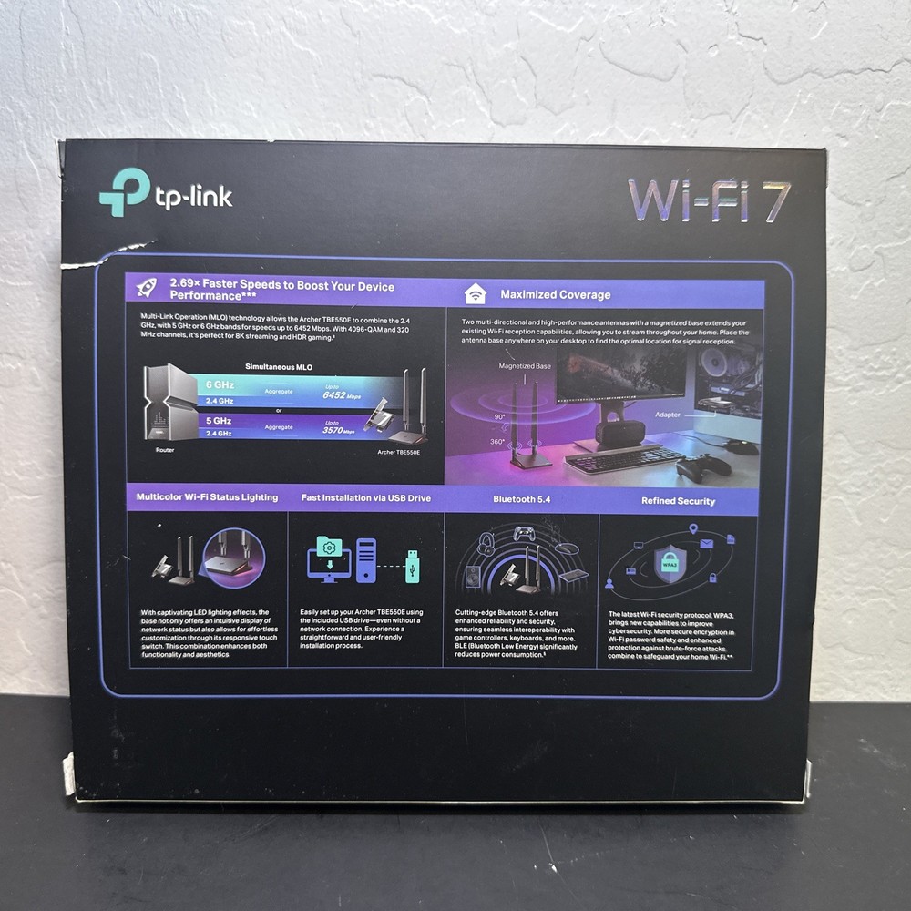 TP Link BE9300 WiFi 7 Bluetooth PCIe Adapter Tri-Band Bluetooth 5.4 Status
