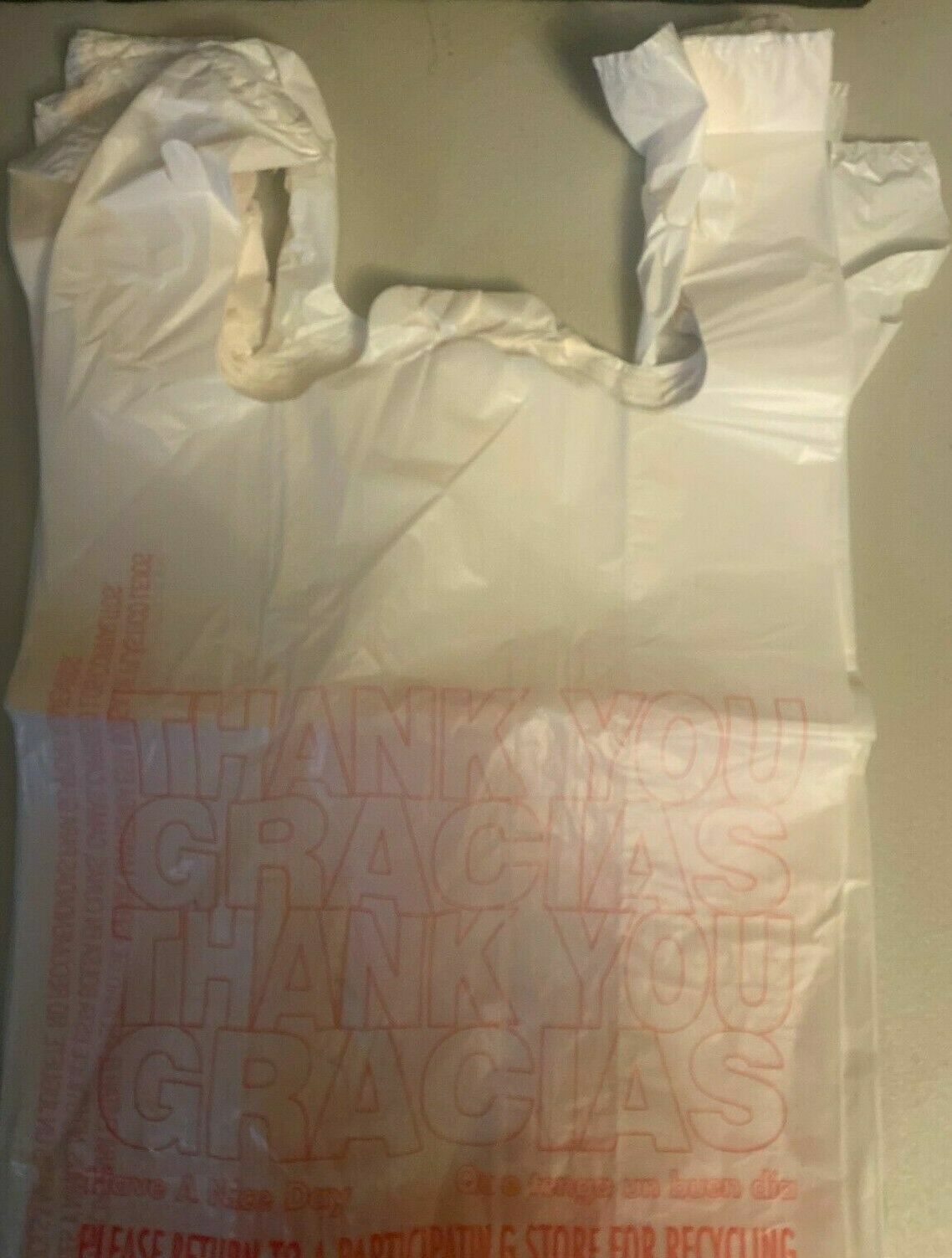 Bags 1/6 Large 21 x 6.5 x 11.5 THANK YOU T-Shirt Plastic Grocery Shopping Bags