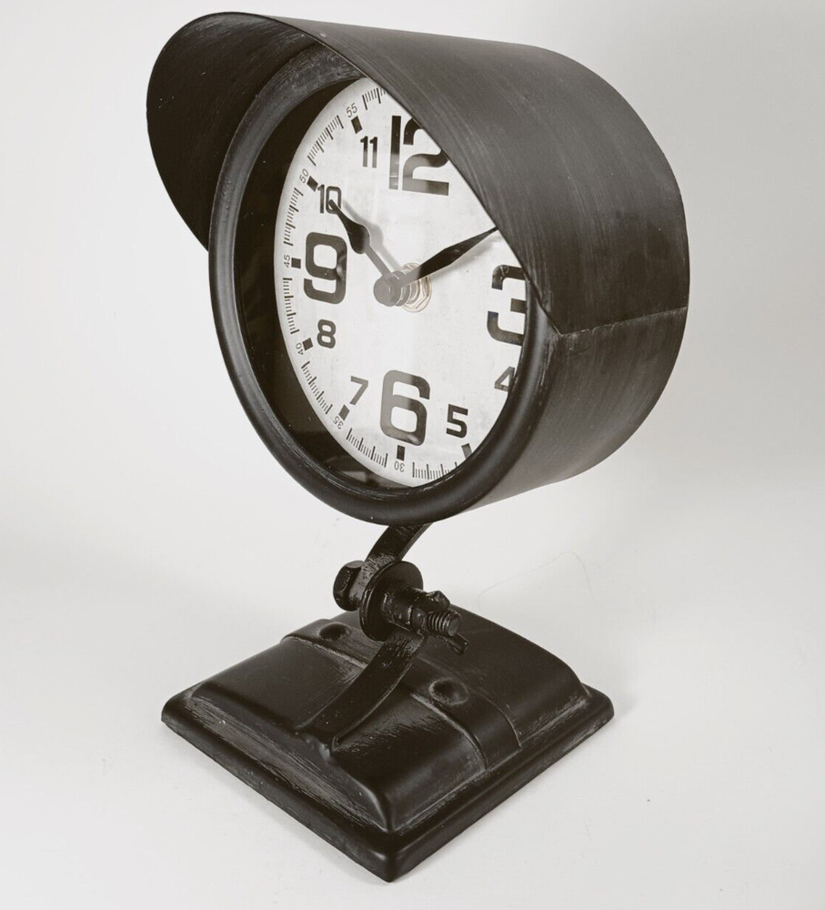Black Vintage Headlight Tachometer Clock. Mancave.