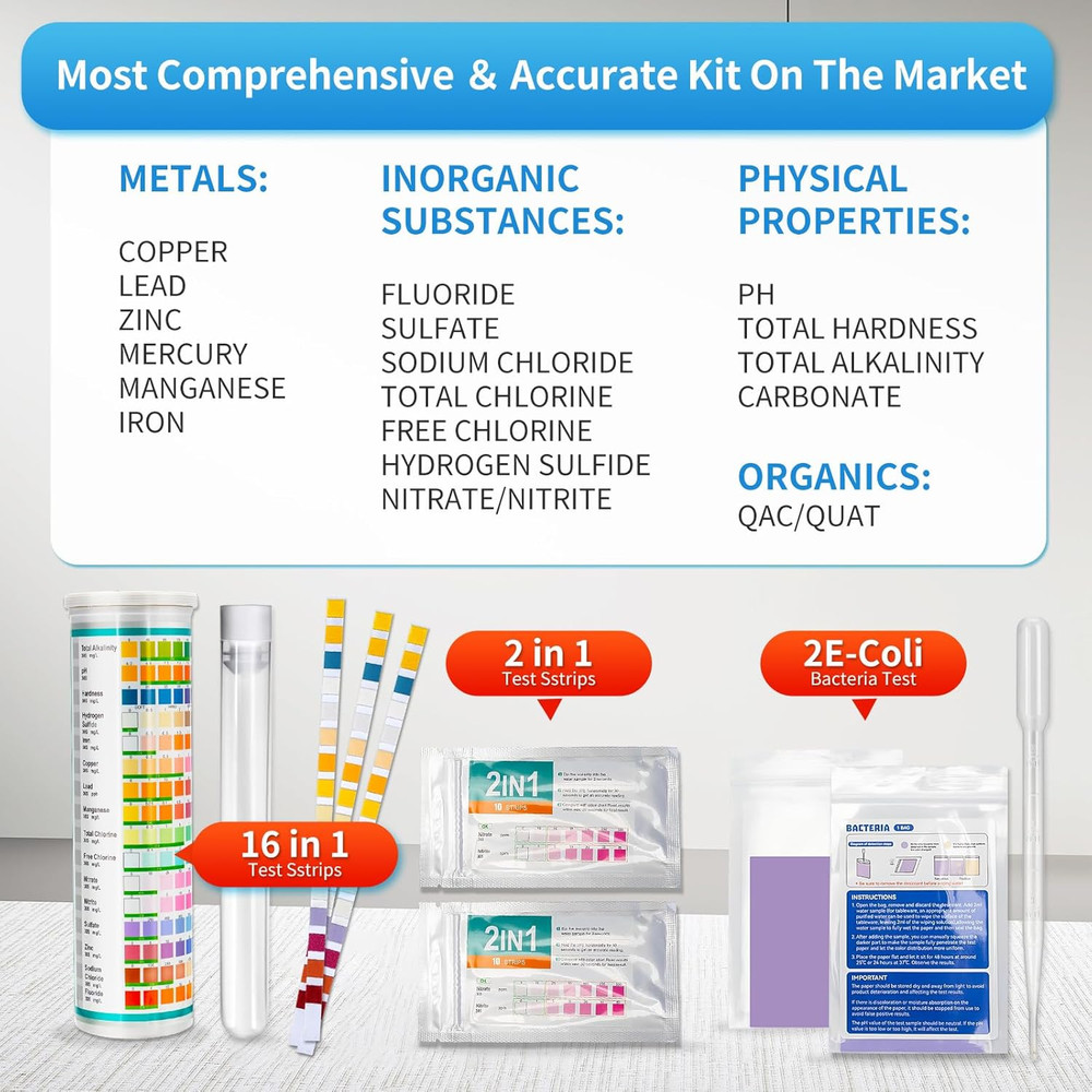 Water Testing Kits 125 Testing Strip 20 in 1 Complete Test Kits