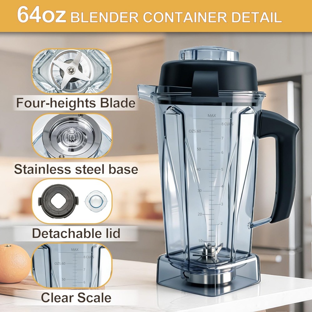 Blender Pitcher 64oz Replacement Container Compatible with Vitamix 5200, 5300...