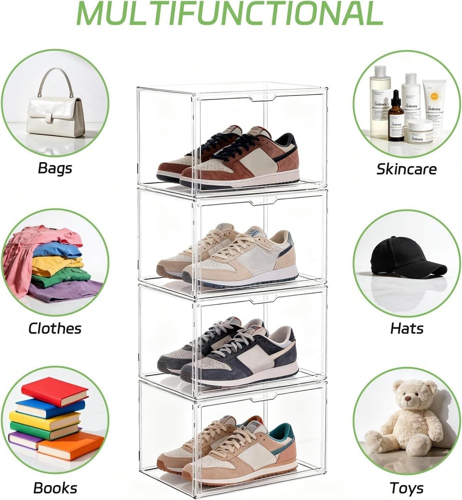Clear Stackable Storage Bins, Acrylic Display Case, Acrylic Boxes with Lids, ...