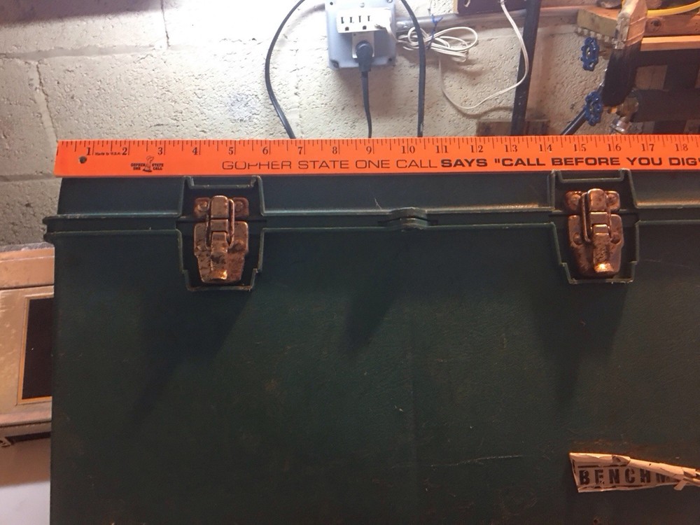 Vintage Benchtop Green Plastic Toolbox