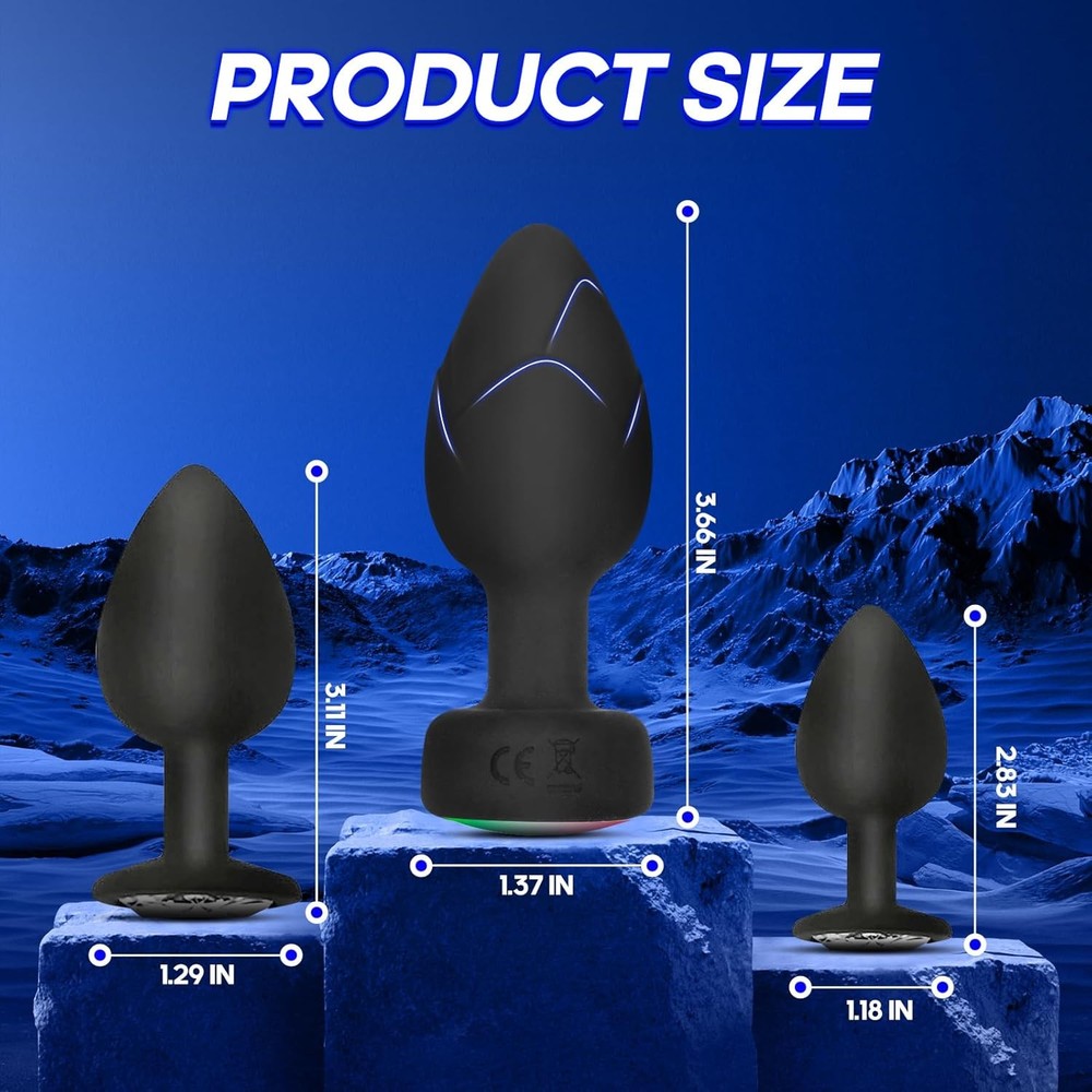 Anal Plug Vibrator with 3Pcs Butt Plug,10 Modes Vibrating Butt Plug - LED Color