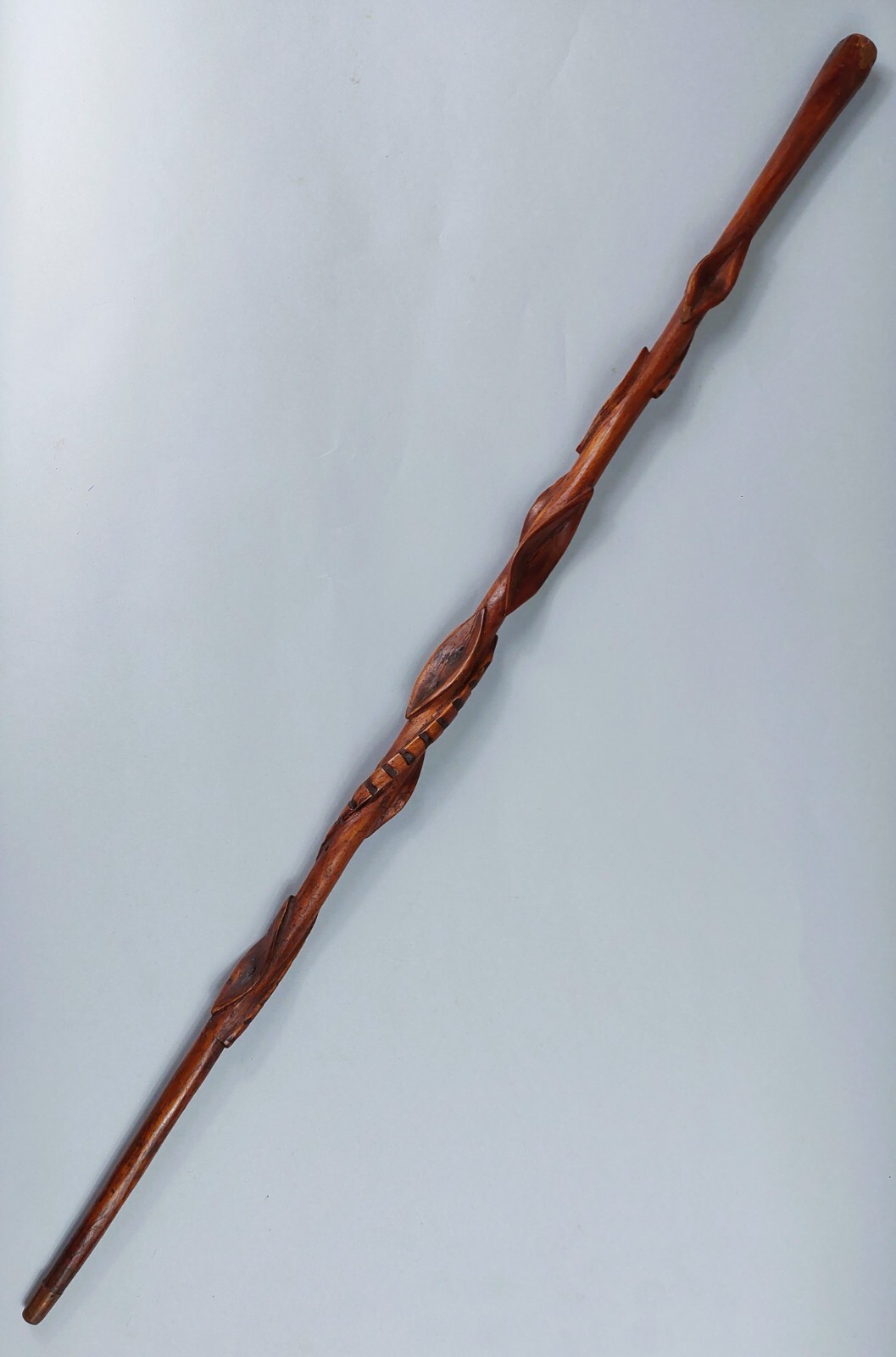 Antique Diamond Willow with Snakes & Brass Tip Walking Stick Cane Native America