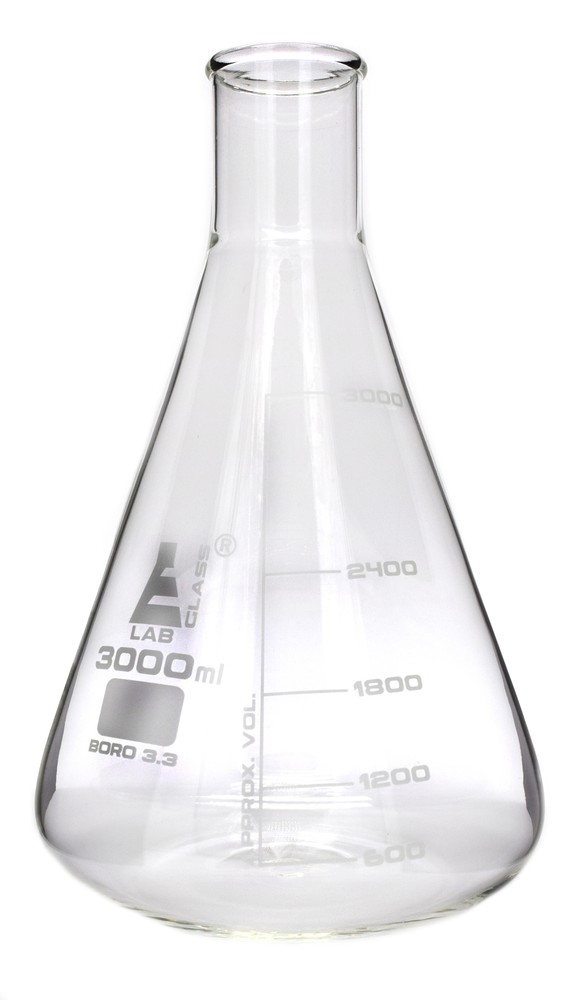 Conical Flask, 3000ml, Narrow Neck, Borosilicate Glass - Eisco Labs