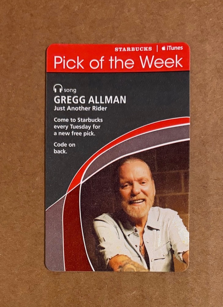 Gregg Allman - Just Another Rider RARE promo Starbucks download card '11