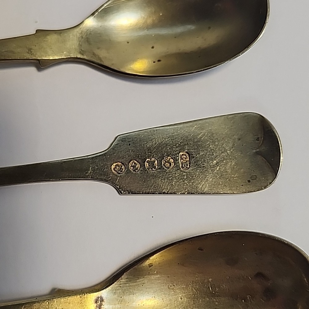 6 Dessert Spoons Antique Plated Pseudo Hallmarks
