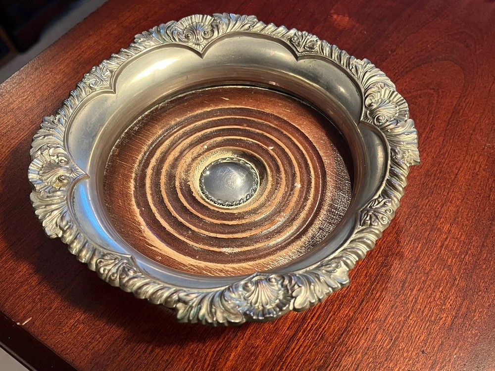 Vintage Silver Plate Champagne/Wine Bottle Coaster Signed