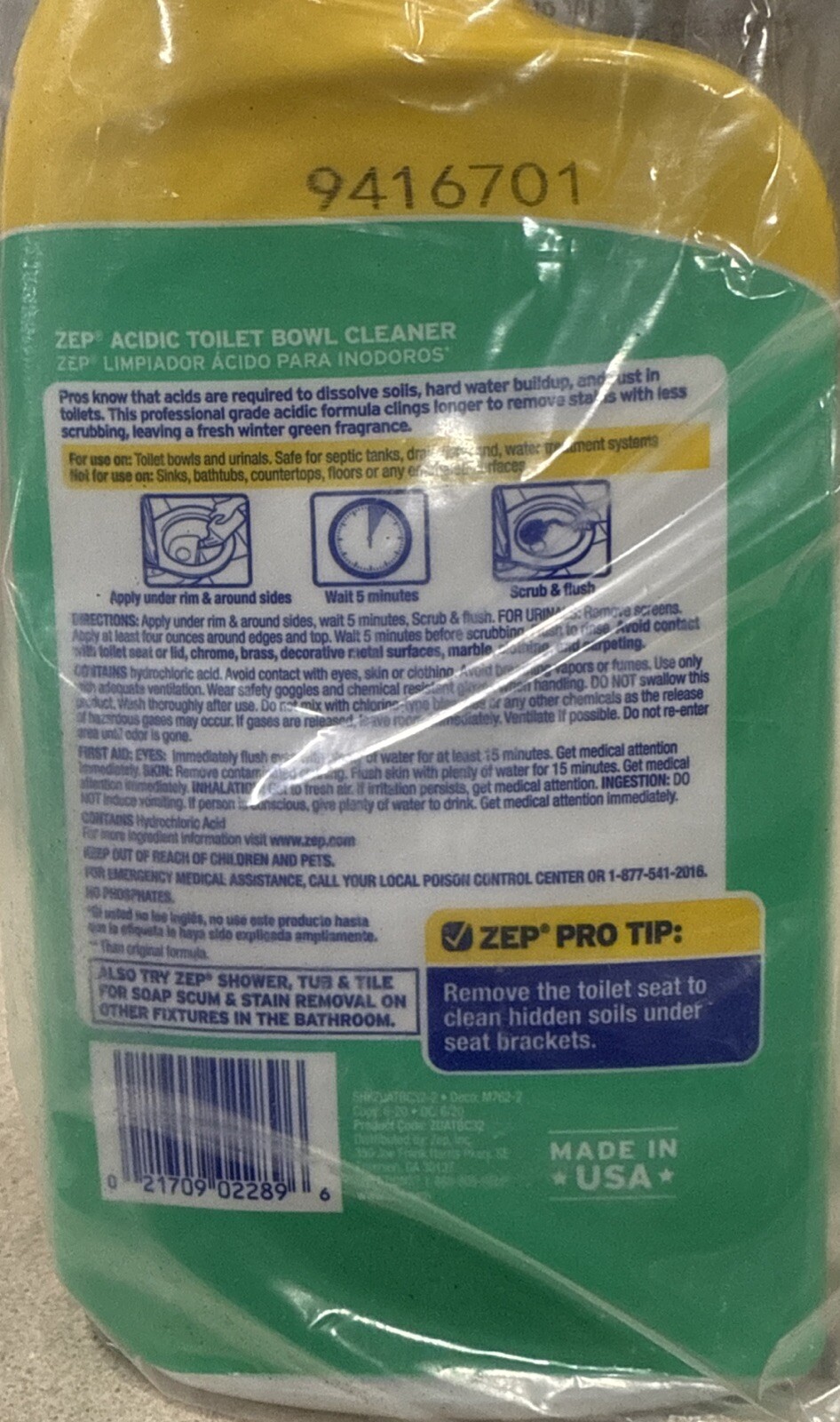 Zep Acidic Toilet Bowl Cleaner, 32 Oz (2 Pack)