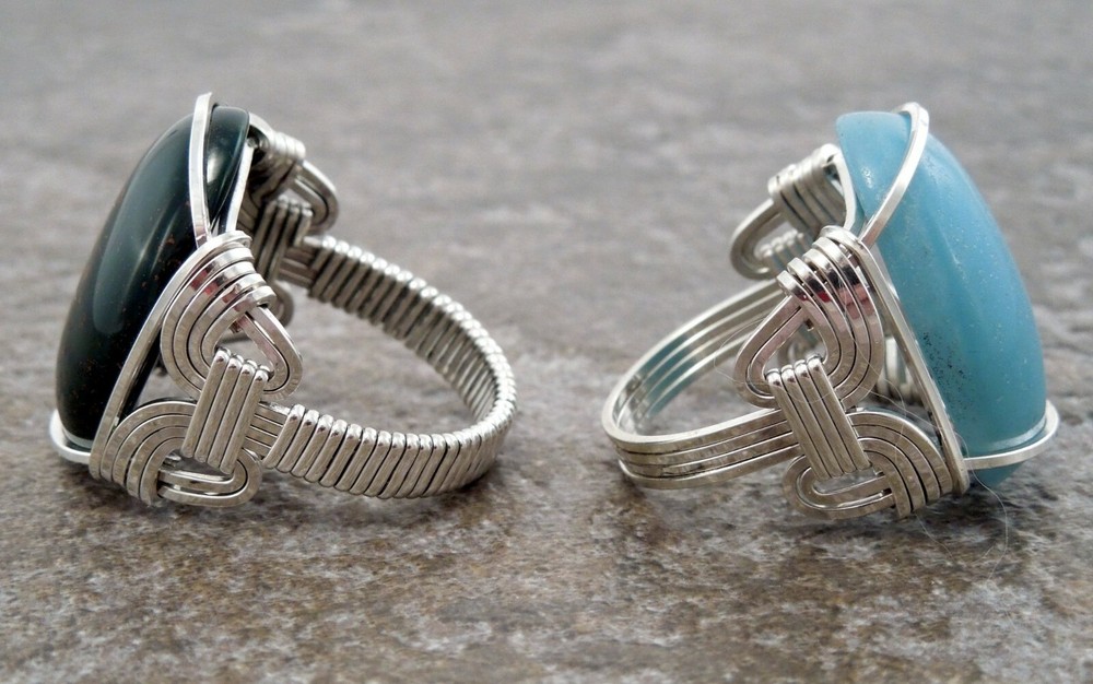 Sterling Silver Angelite Wire Wrapped Ring