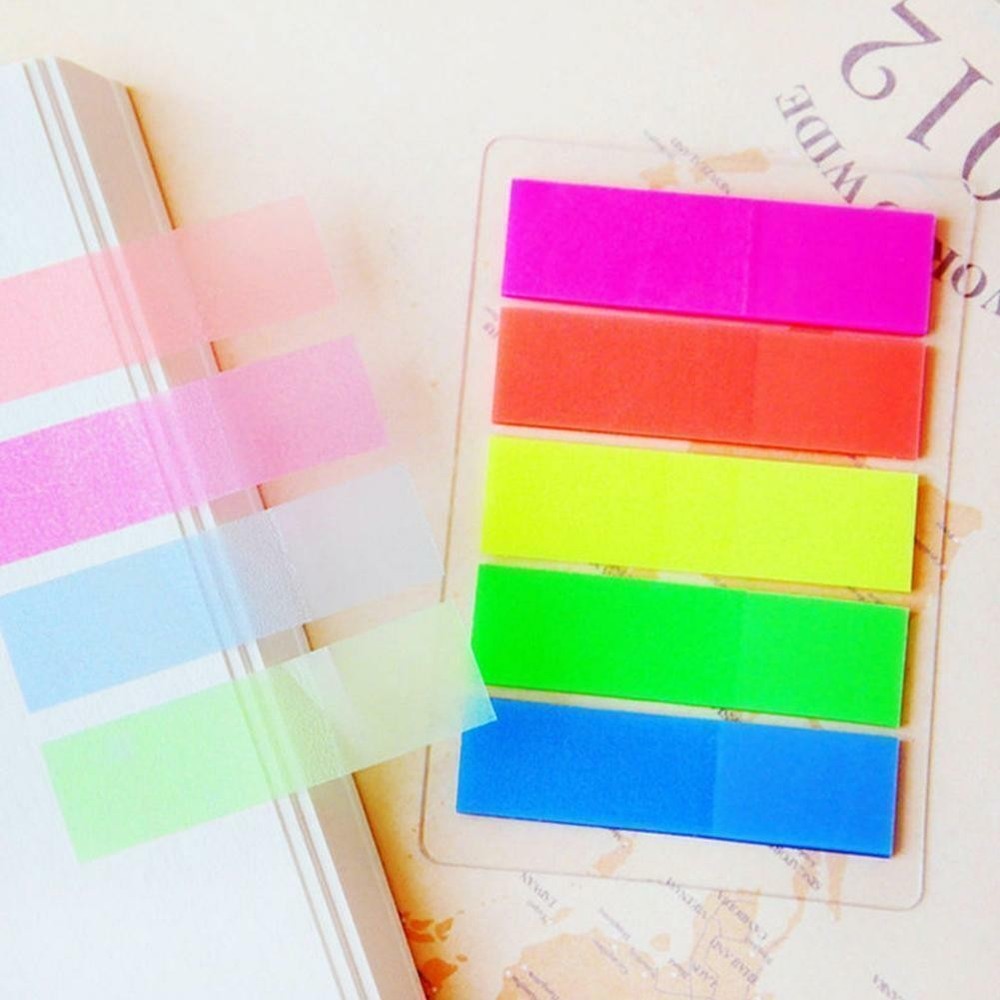 100Pcs Fluorescence Sticky Notes Memo Flags For Bookmark Sticker