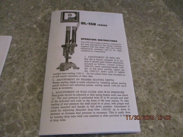 Pacific DL-150, 12ga, Shotshell Reloader Die Set