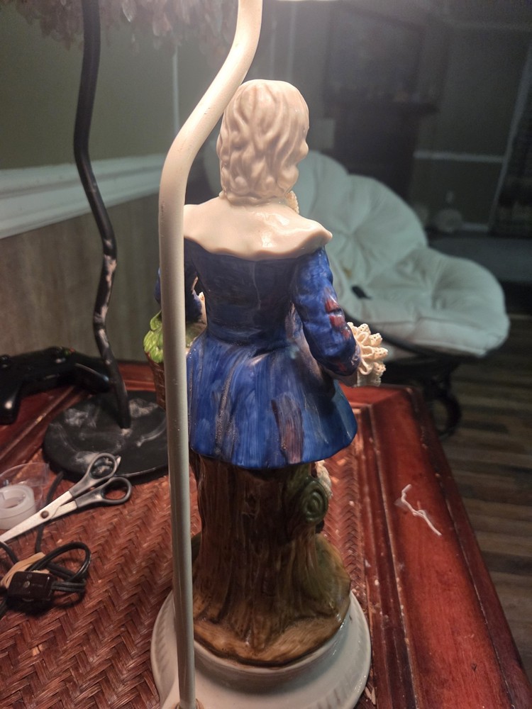 Victorian Style Ceramic Table Lamp Ceramic Shade Blue Boy