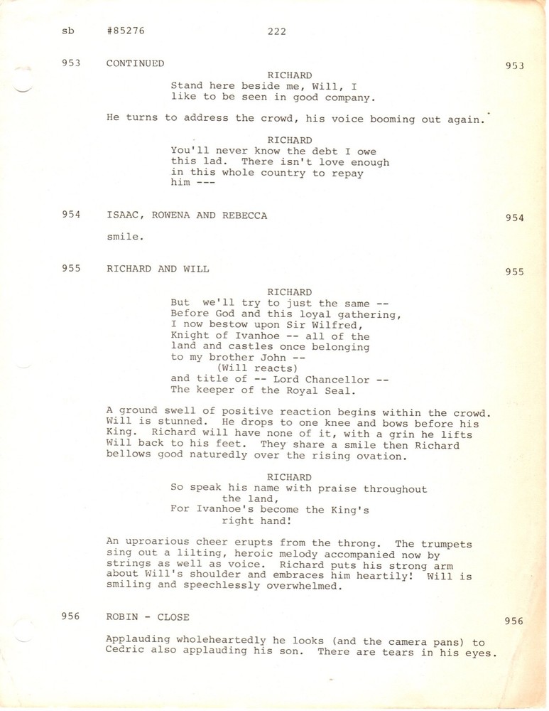 *IVANHOE Two-Part British Television Mini-Series Final Rev. Scripts PARTS 1 & 2