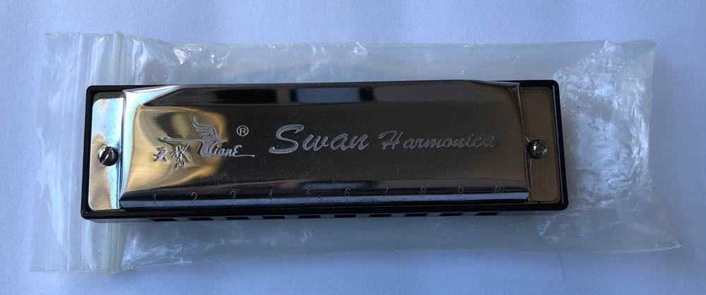 Swan Harmonica 10 Holes Silver