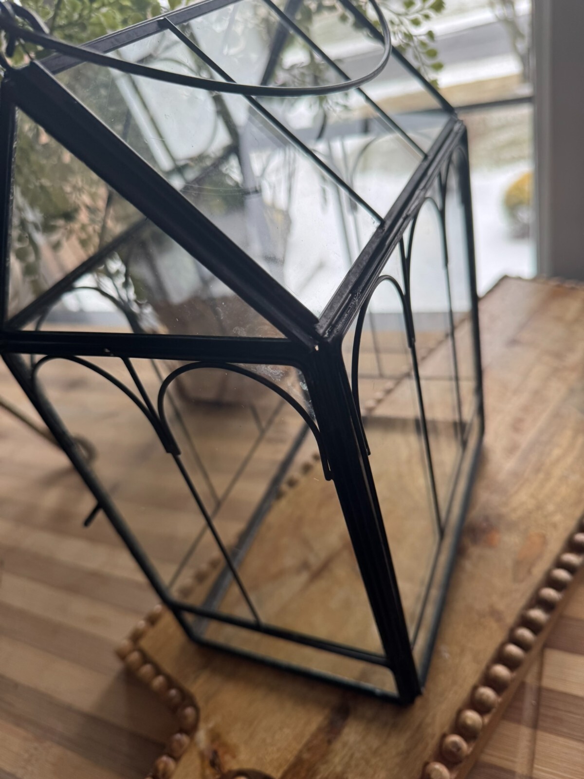 Antique Terrarium Glass w/ Metal Wardian Case Plant Container Miniature Garden