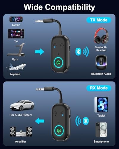 Bluetooth 5.3 Transmitter Receiver, Airplane Bluetooth Adapter for 2