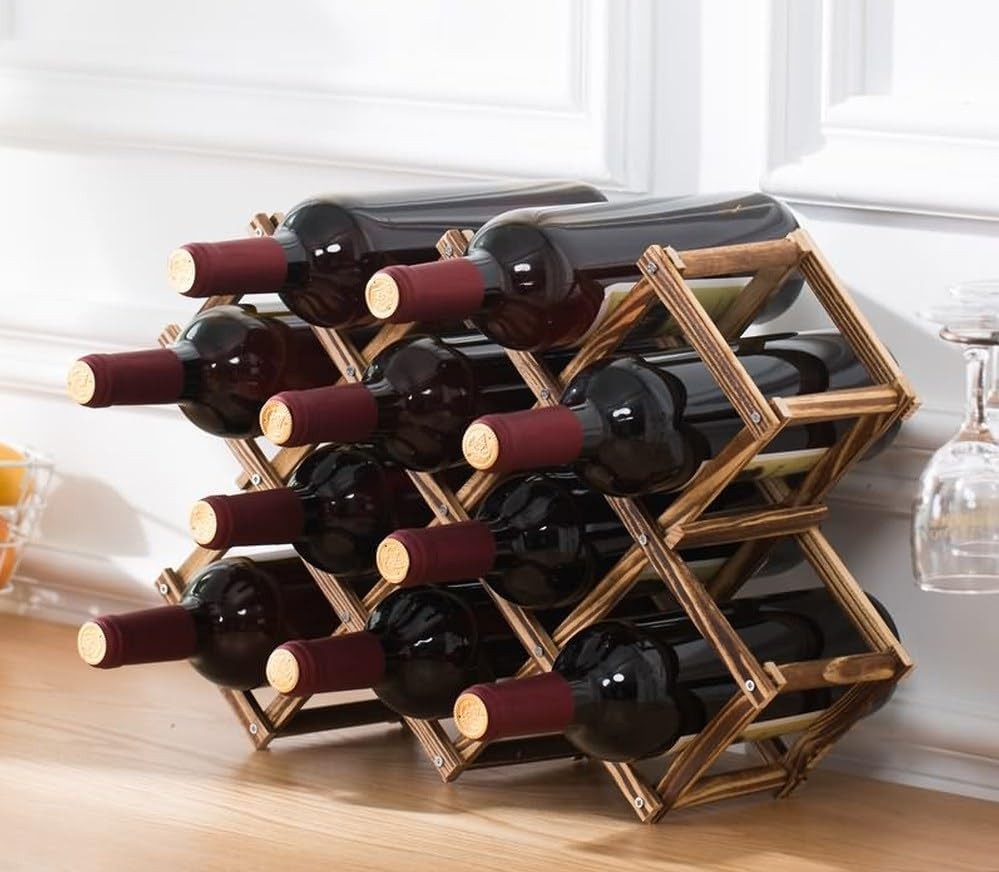 Freestanding Stackable Wine Rack Foldable for Countertop Scratch-Resistant