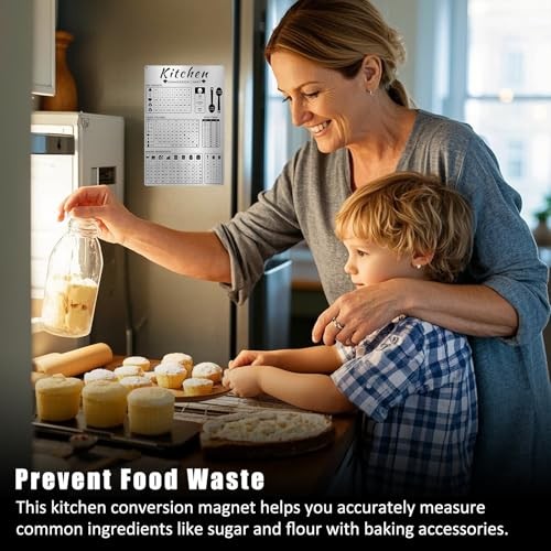 Kitchen Conversion Chart Magnet for Refrigerator,Baking Magnetic Aluminum