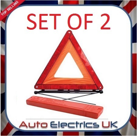 2 X WARNING TRIANGLE EMERGENCY BREAKDOWN FOLDABLE HAZARD EU REFLECTIVE CAR NEW