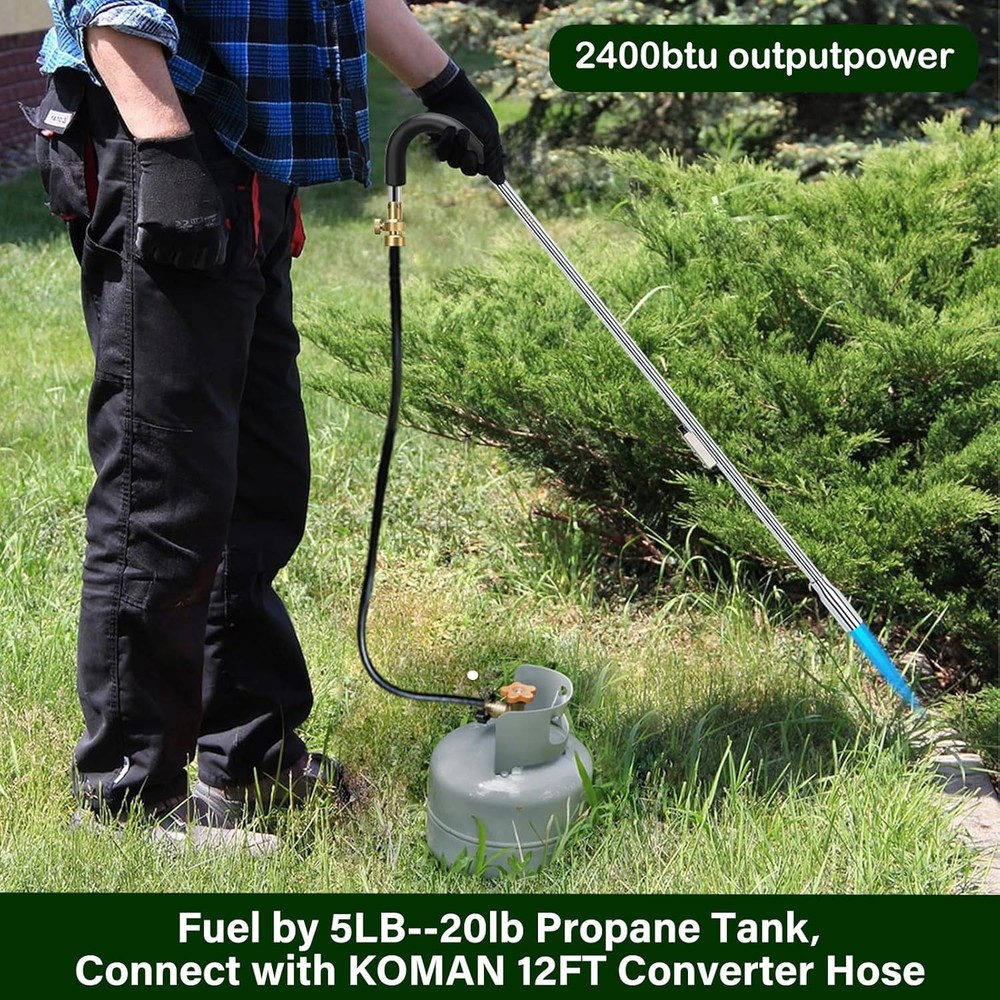 Propane weed torch burner for outdoor use