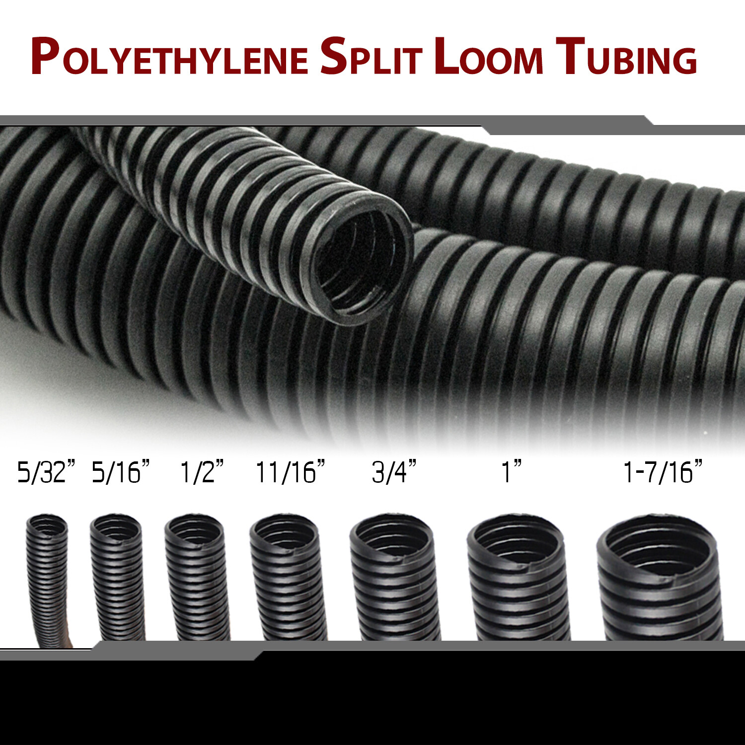 Wiring Loom Split Wire Cable Sleeve Flex Tubing Wire Wrap Corrugated Conduit Lot