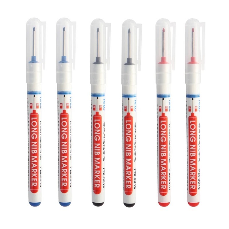 3 Pcs/Set Long Head Marker Pens Bathroom Woodworking Deep Hole Marker Set