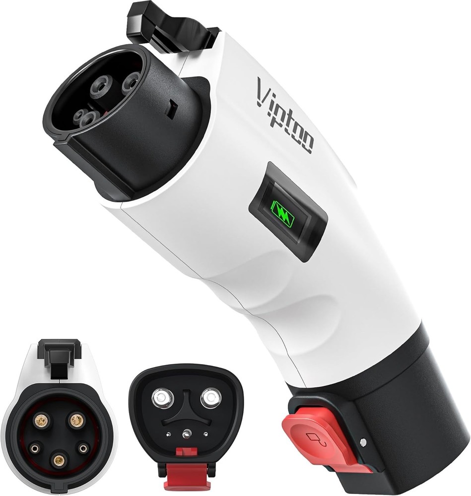 Adapter for Tesla to J1772 Adapter, Compact with Light Indicator, Matte White