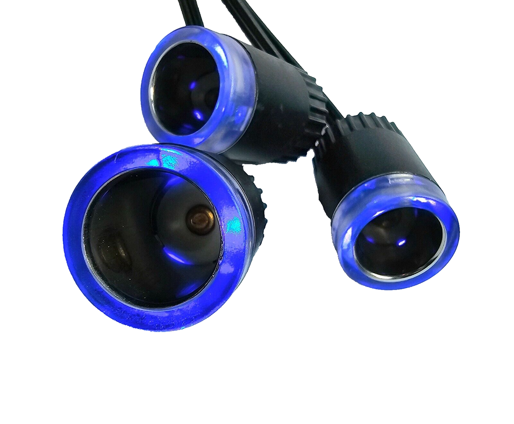 Diesel Light Up 12-Volt 3-Socket Cigarette Lighter Power Adapter- Blue Lights