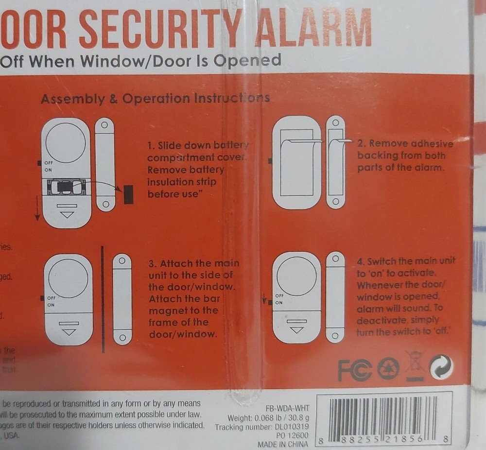 Vibe e-ssentials Window & Door Security Alarm Simple Install 2-pack New Sealed